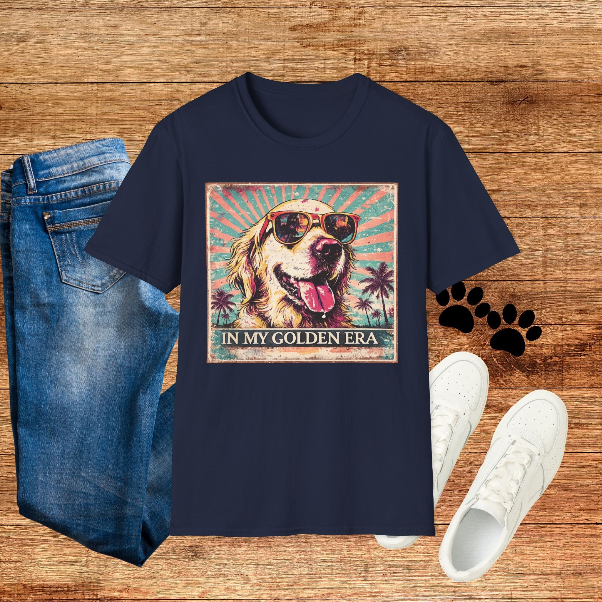 Golden Retriever Retro Tee — "In My Golden Era" Graphic T-Shirt