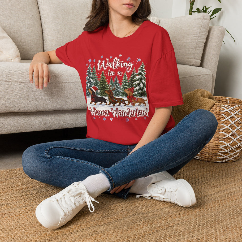 Walking in a Wiener Wonderland Forest Dogs Holiday Shirt