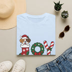 Christmas Joy Dog T-Shirt — Cute Puppy in Stocking & Candy Cane Holiday Tee