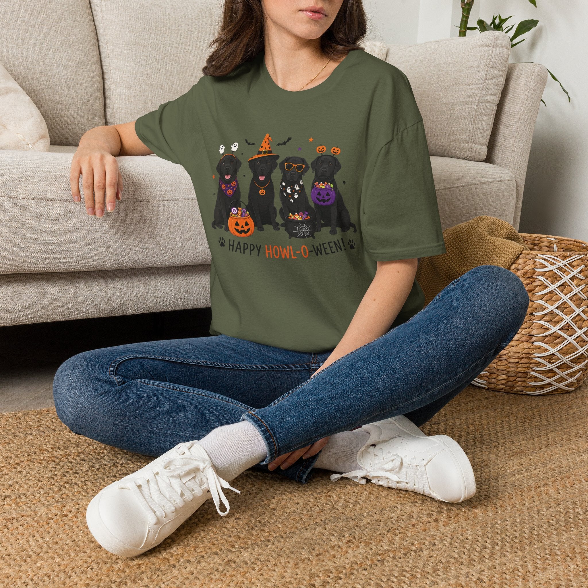 Halloween Black Labrador T-Shirt — Happy Howl-O-Ween Cute Dog Costume Tee