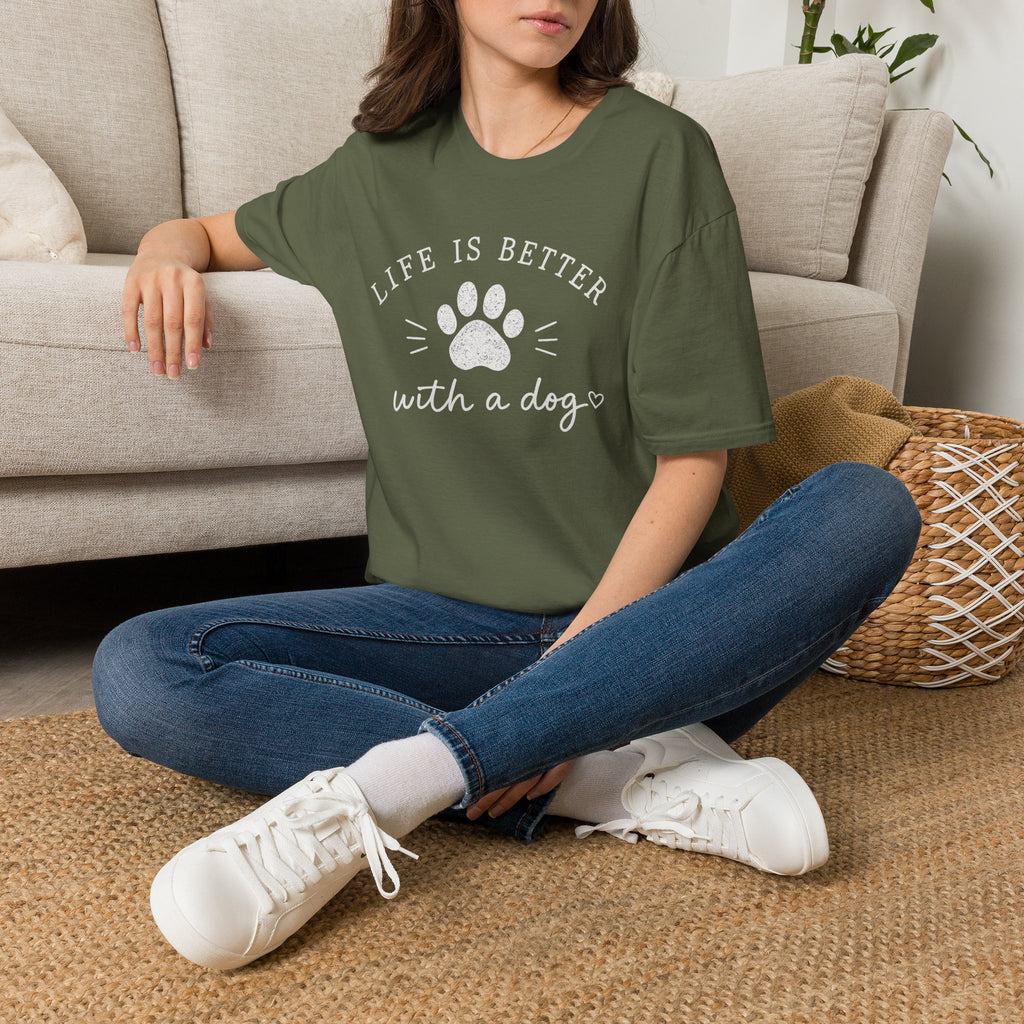 Life Is Better With a Dog T-Shirt — Paw Print Dog Lover Tee