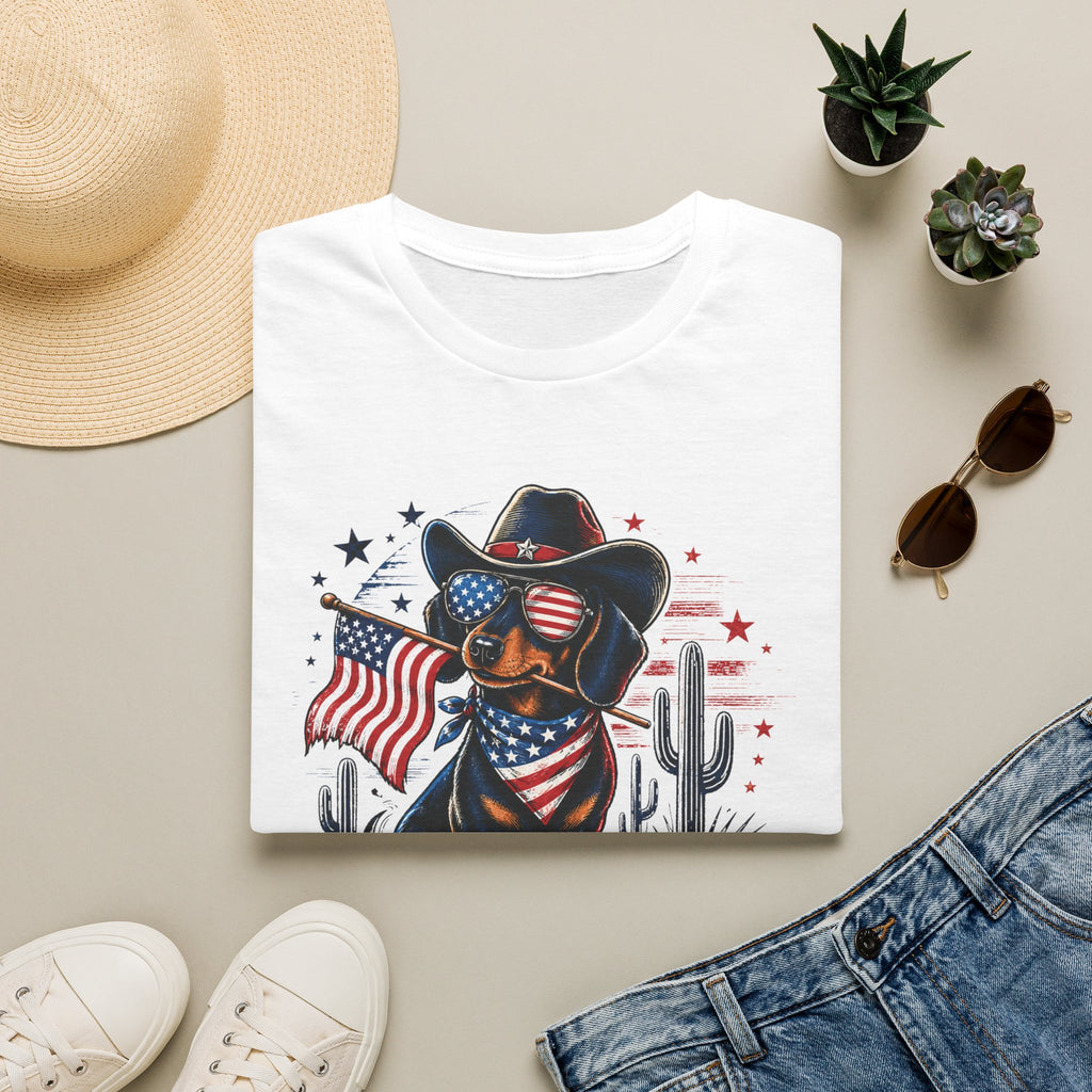 Patriotic Dachshund Tee — American Flag Cowboy Dog T-Shirt