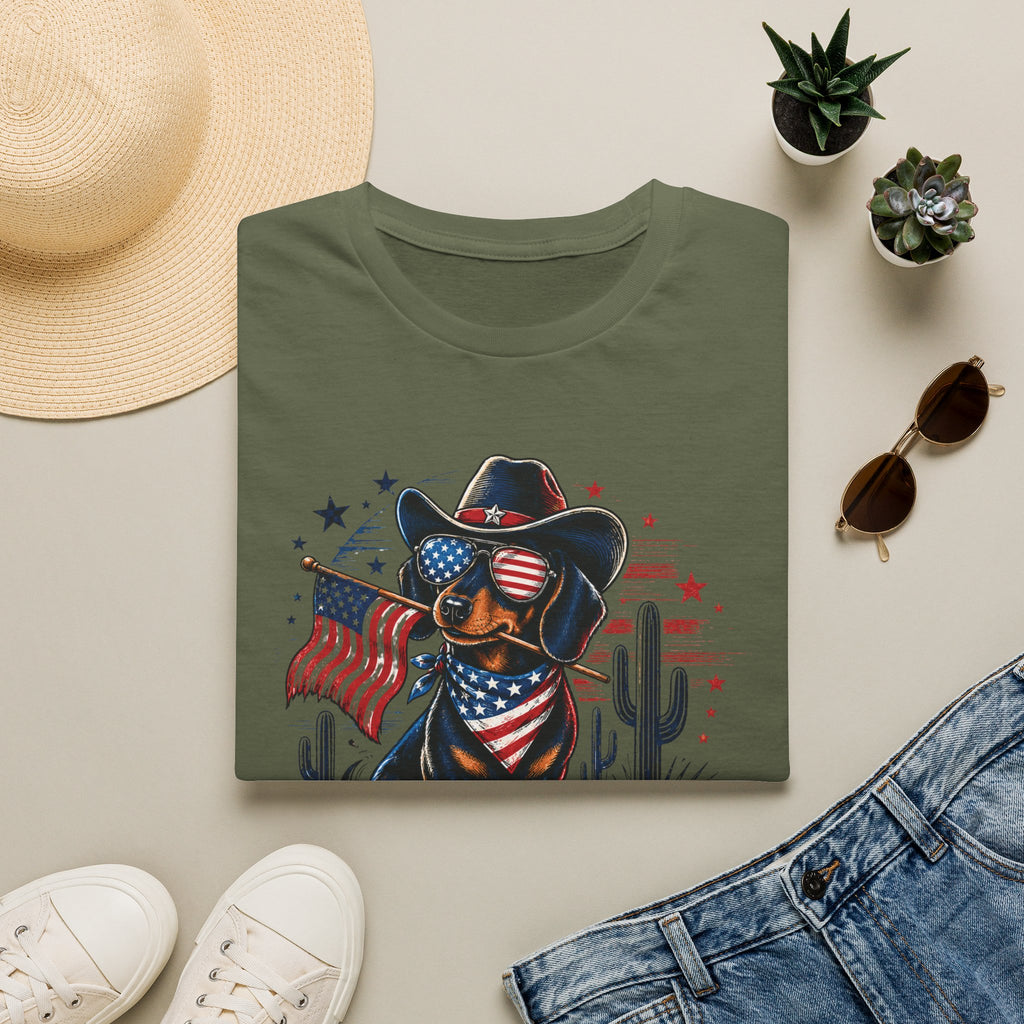 Patriotic Dachshund Tee — American Flag Cowboy Dog T-Shirt