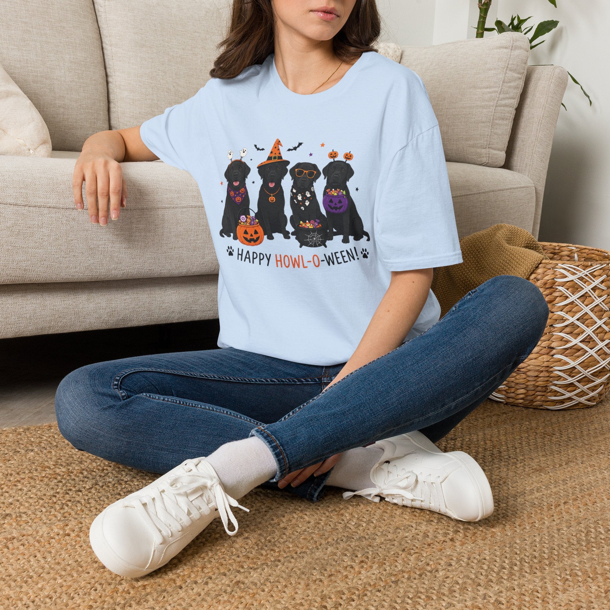 Halloween Black Labrador T-Shirt — Happy Howl-O-Ween Cute Dog Costume Tee