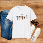 Dog Clothesline Cute Graphic T-Shirt — Hanging Puppies Design