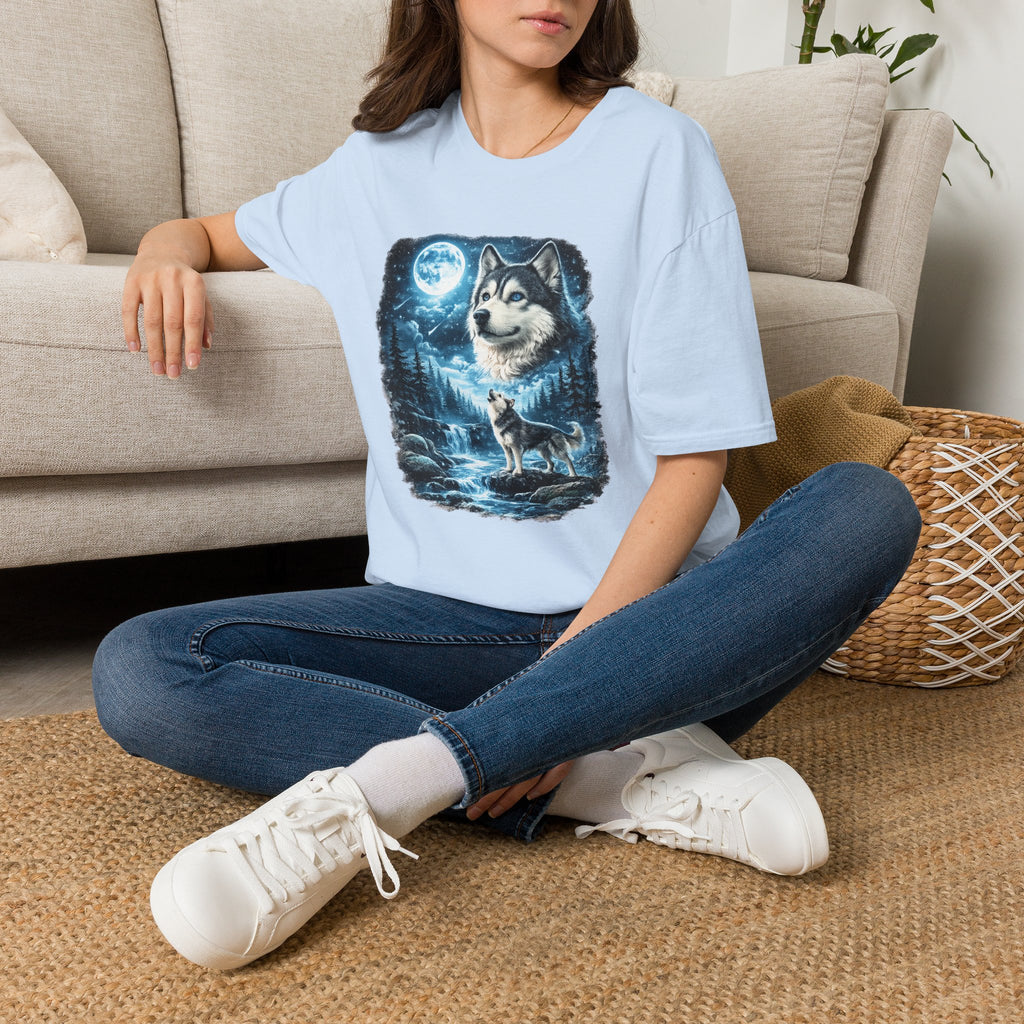 Wolf Moon T-Shirt — Majestic Husky Forest Night Tee