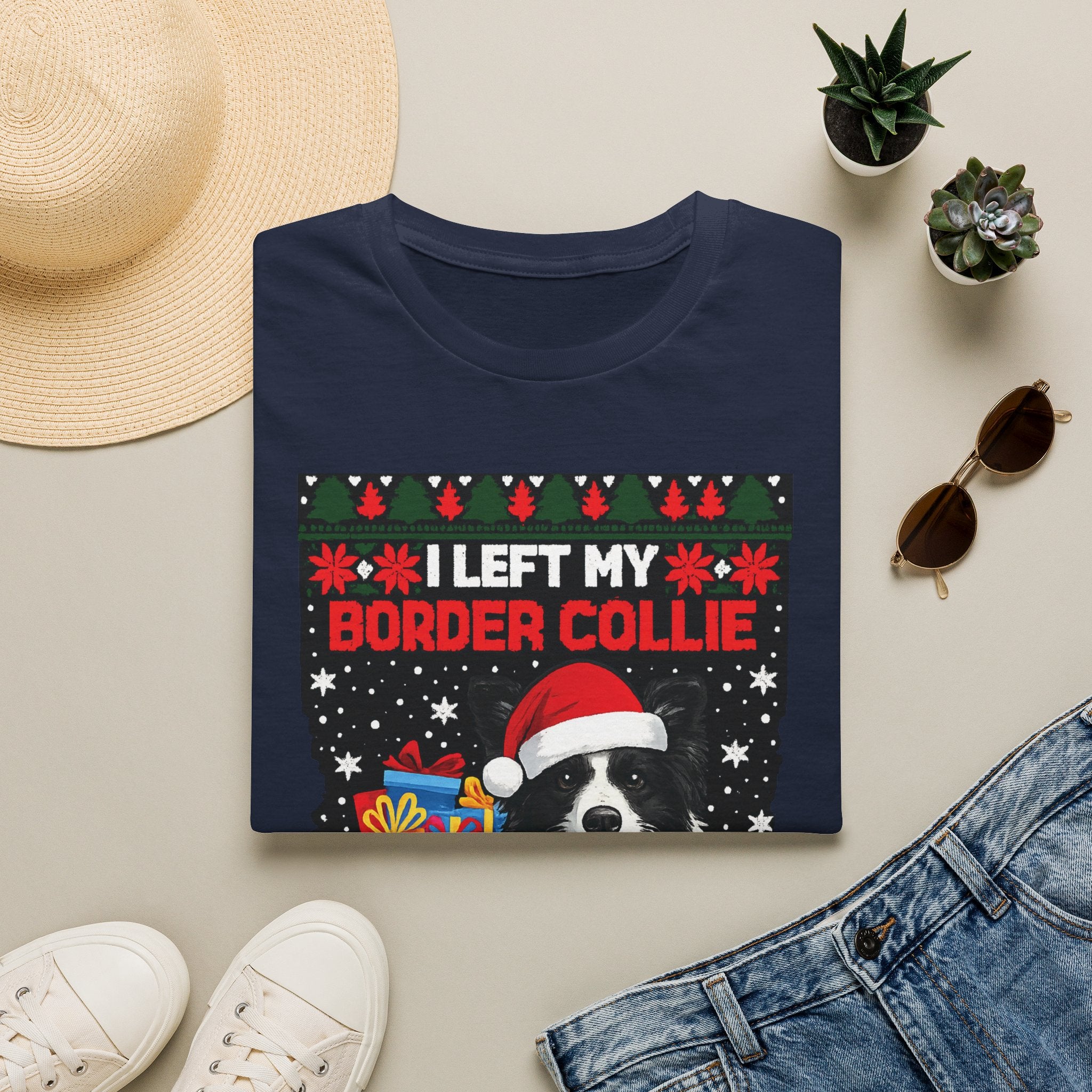 I Left My Border Collie to Be Here Christmas T-Shirt