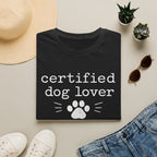 Certified Dog Lover T-Shirt — Paw Print Graphic Tee for Pet Owners