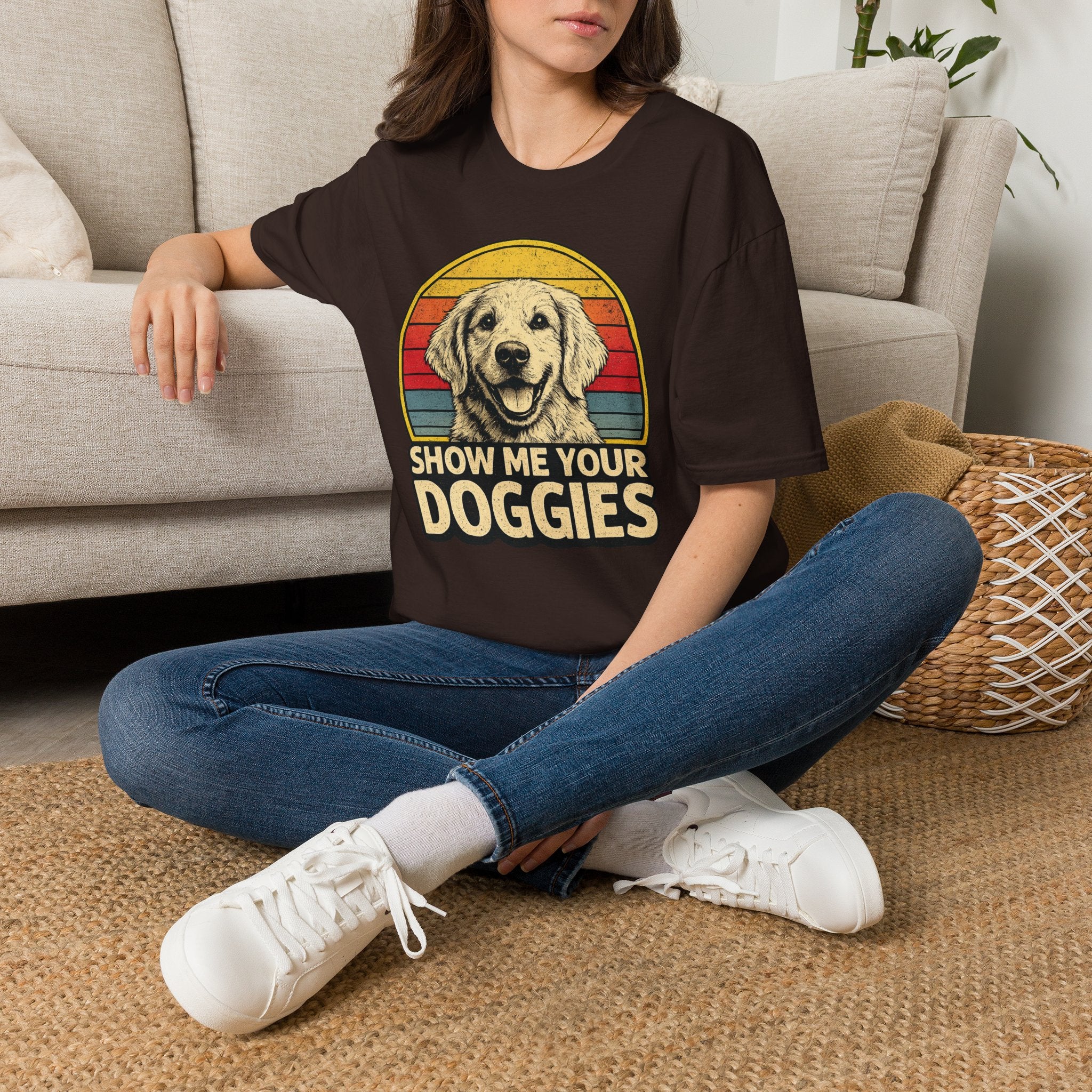 Retro "Show Me Your Doggies" Golden Retriever Tee