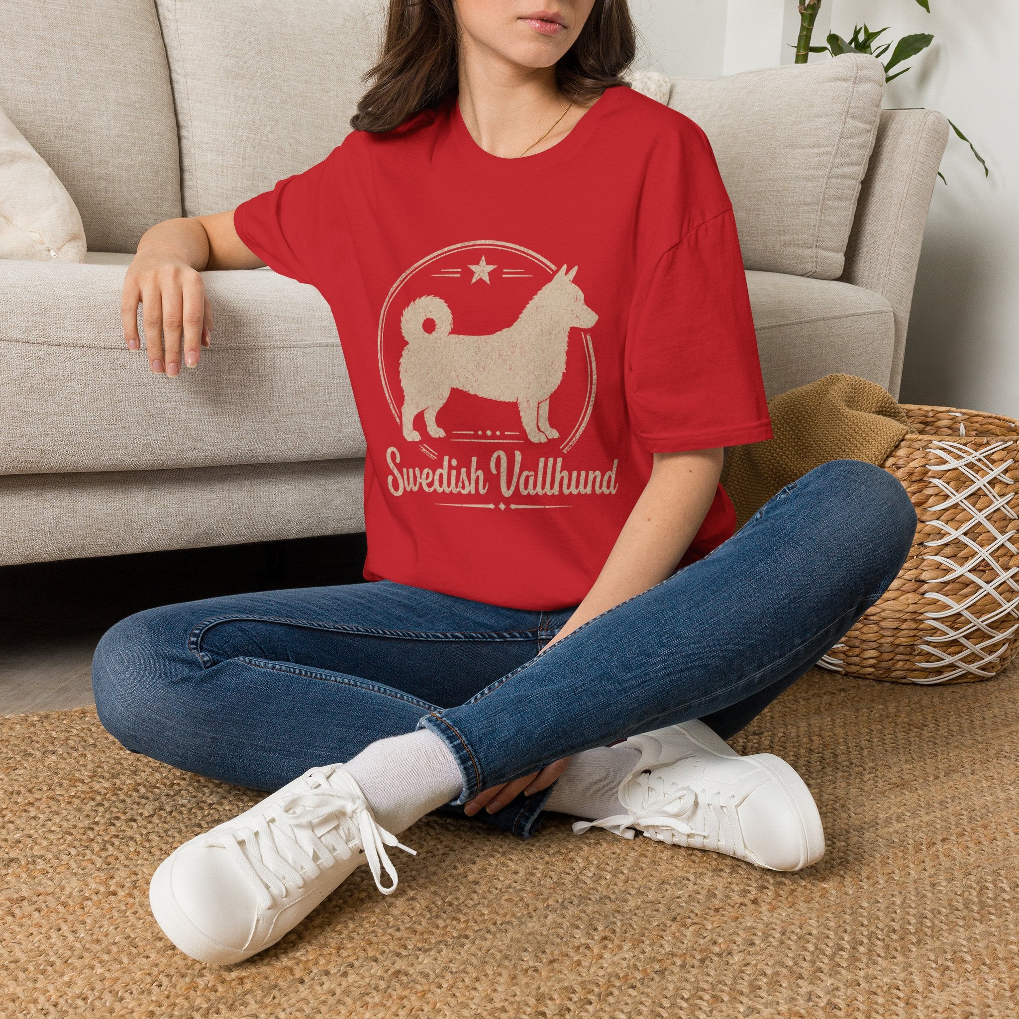 Swedish Vallhund Tee — Vintage Circle Logo Shirt for Dog Lovers