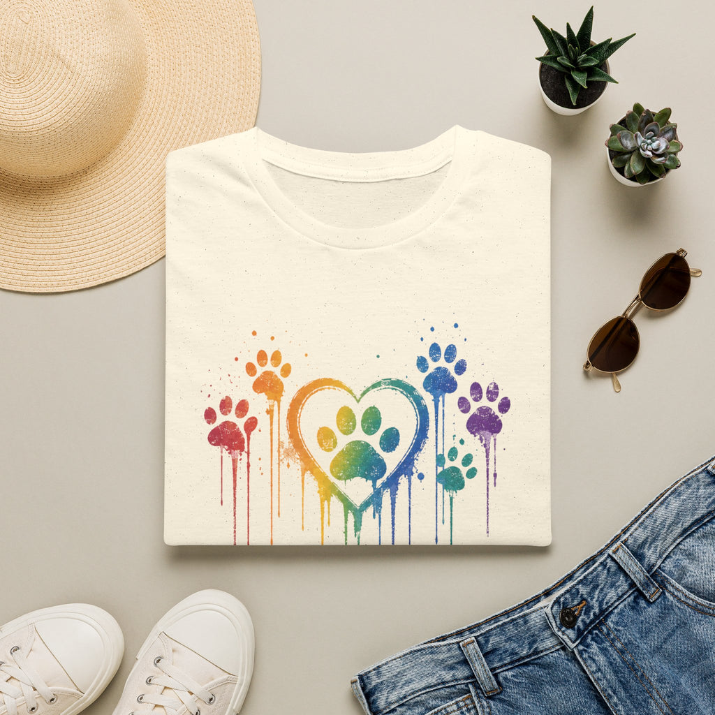 T-Shirt — Rainbow Paw Heart Tee (LGBTQ+ Pet Lover Pride Shirt)