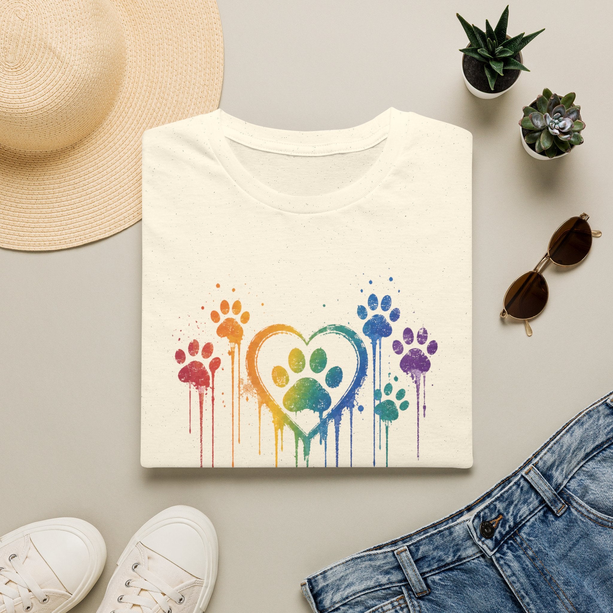 T-Shirt — Rainbow Paw Heart Tee (LGBTQ+ Pet Lover Pride Shirt)
