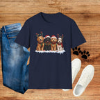 Christmas Dogs T-Shirt — Festive Puppies with Santa Hats & Reindeer Antlers
