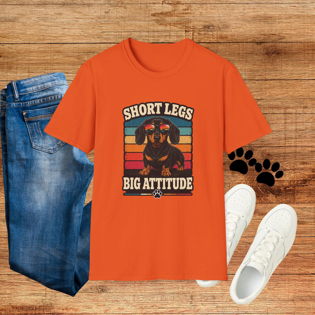 Short Legs Big Attitude T-Shirt — Retro Dachshund Graphic Tee
