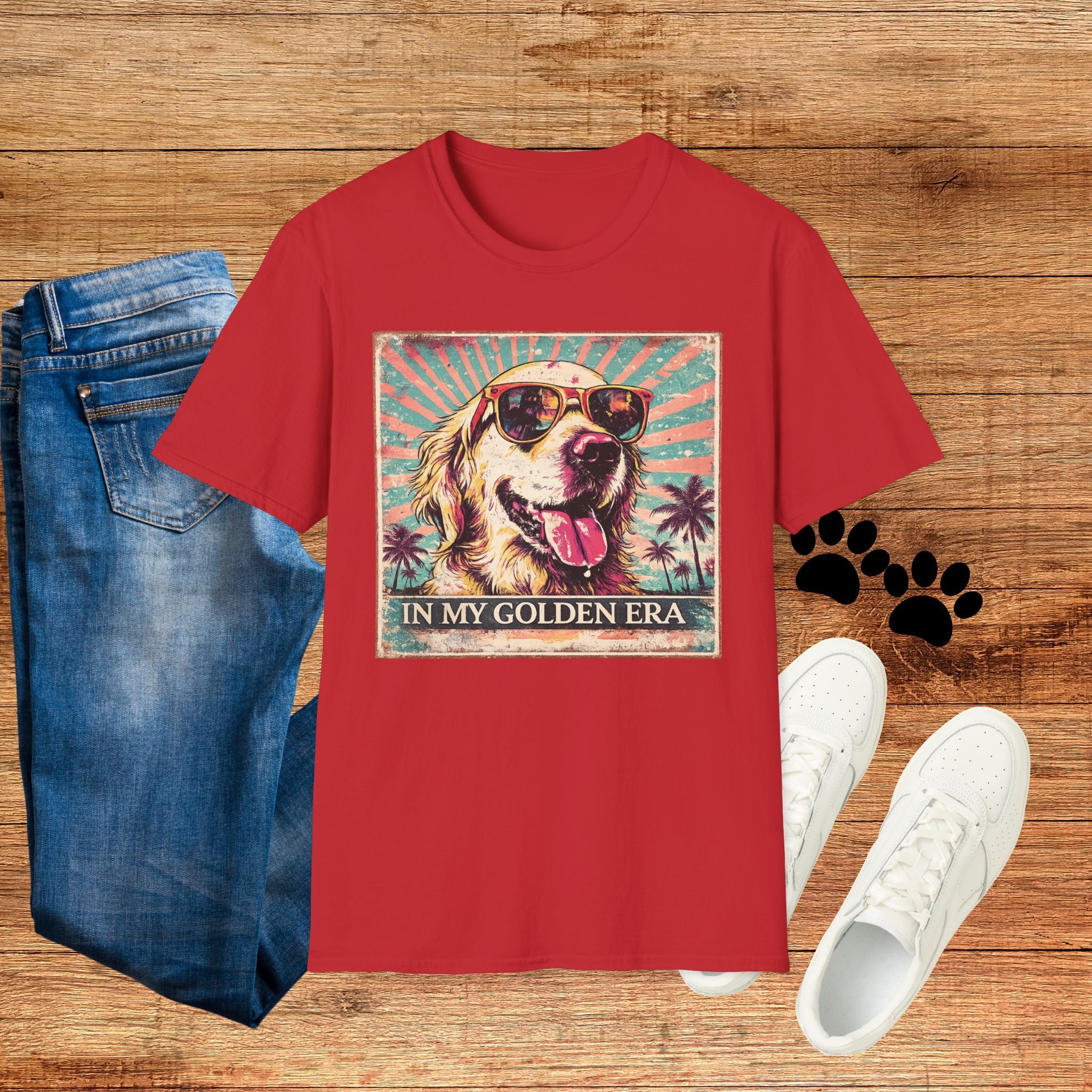 Golden Retriever Retro Tee — "In My Golden Era" Graphic T-Shirt