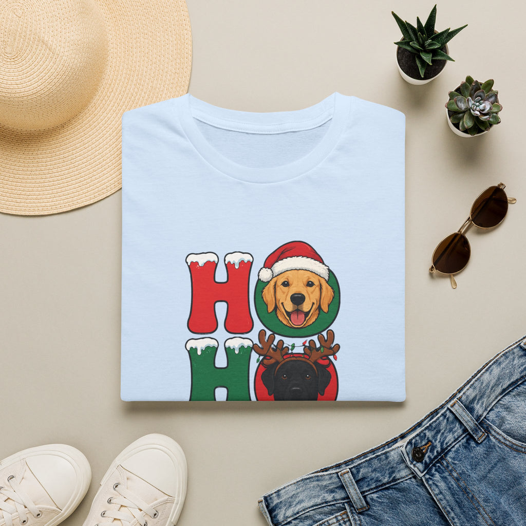 Christmas 'Ho Ho Ho' Dog T-Shirt — Festive Labrador, Pug & Frenchie Holiday Tee