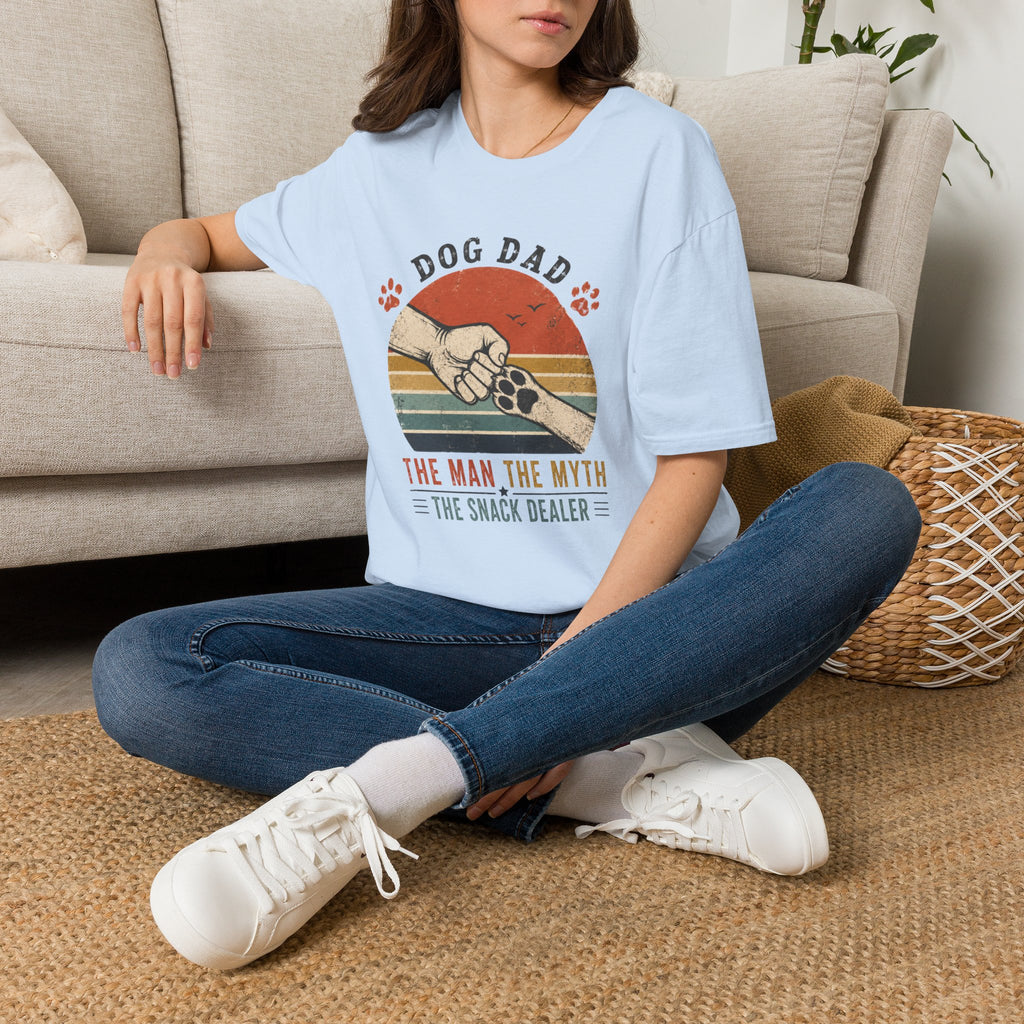 Dog Dad T-Shirt — Retro "Dog Dad" Paw Print Tee (The Man The Myth The Snack Dealer)