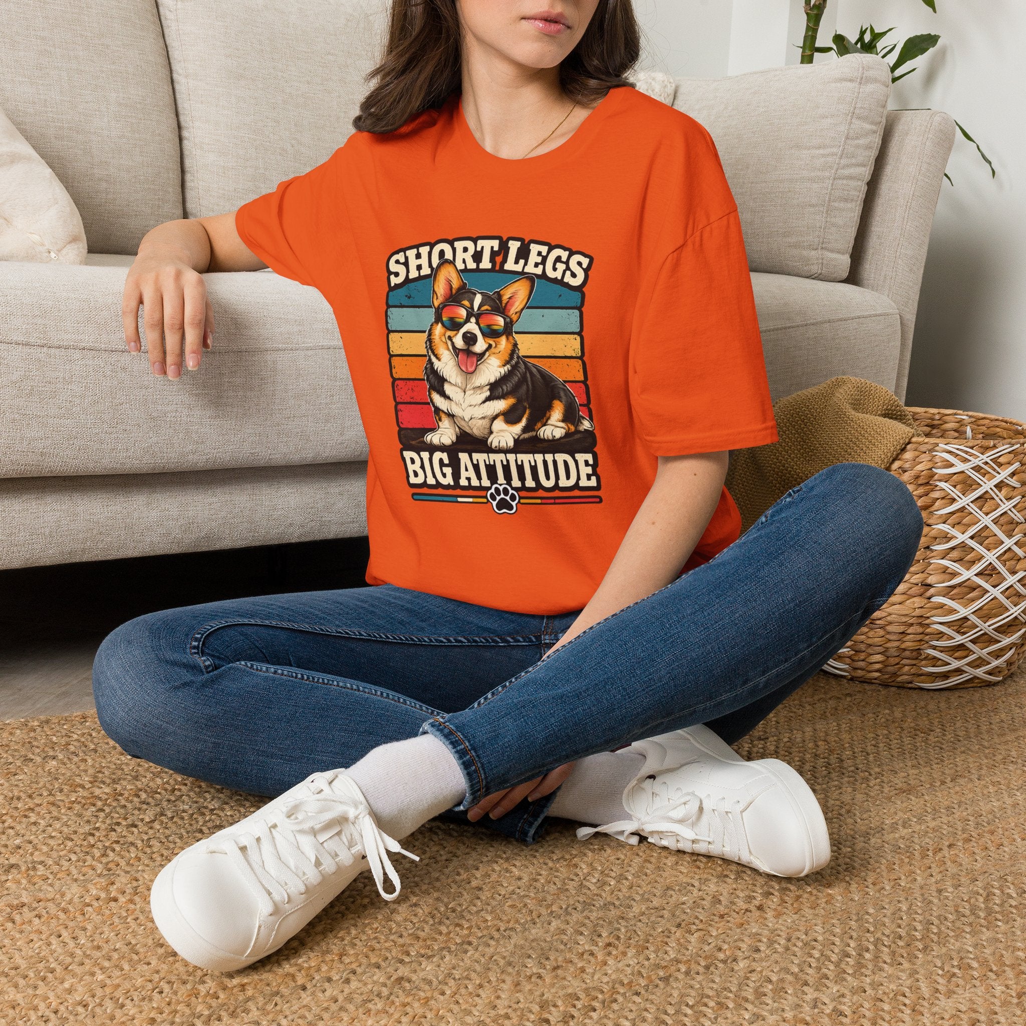 Corgi Short Legs, Big Attitude T-Shirt - Vintage Retro Dog Tee