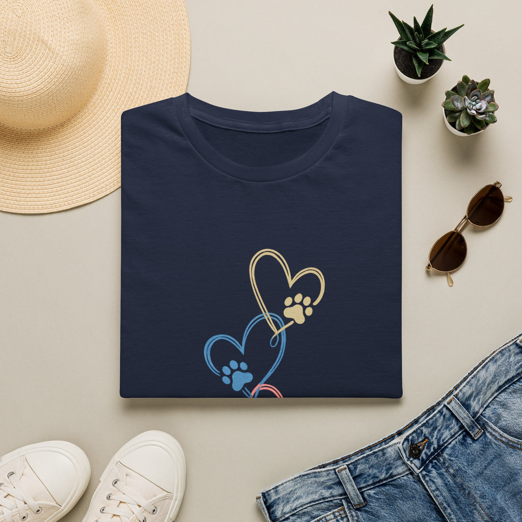 Pastel Paw Heart Trio Tee (Pet Lover Gift)