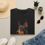 Doberman Portrait T‑Shirt — Realistic Dog Art Tee for Pet Lovers