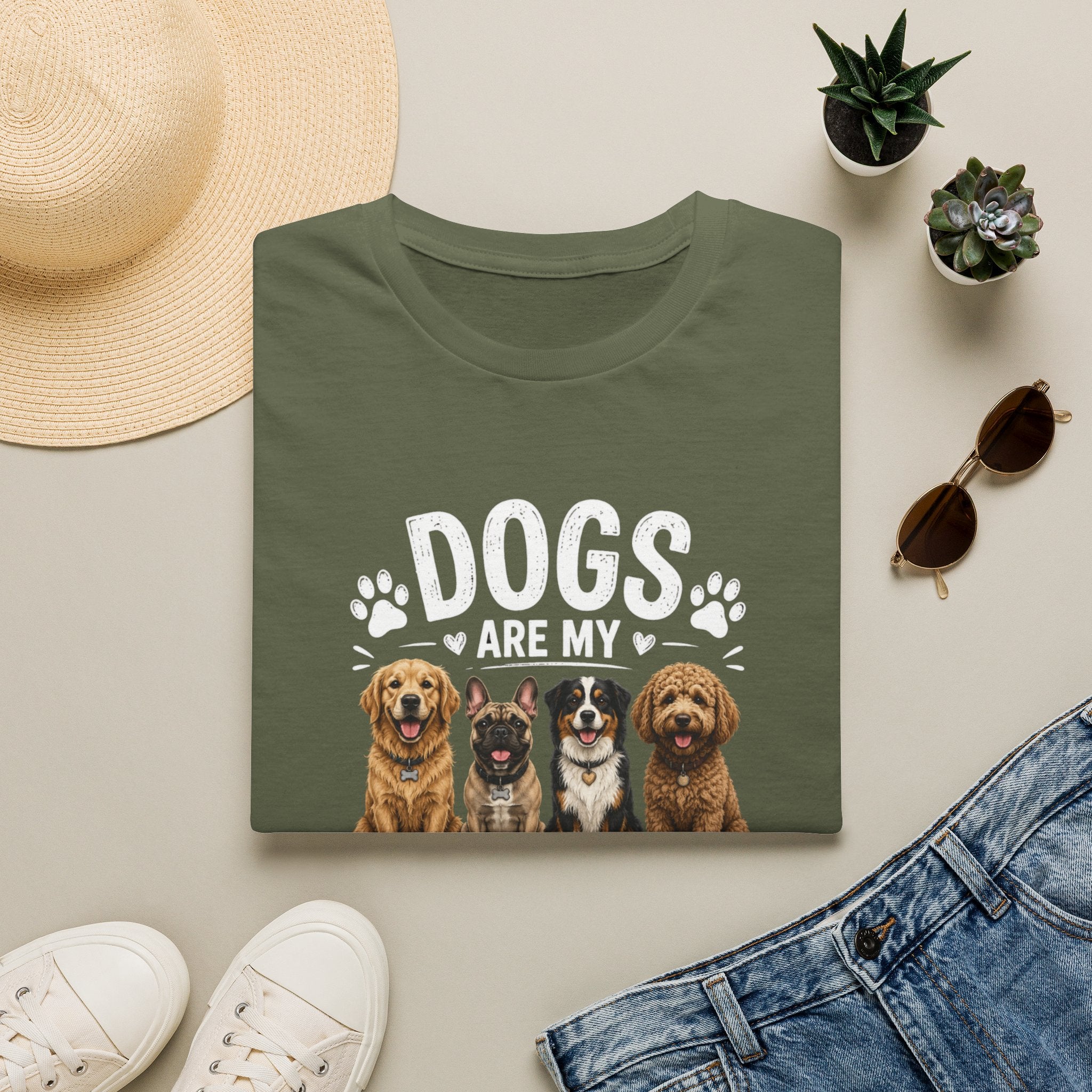 Dogs Are My Favorite People Cute Paw Print Dog Lover Tee