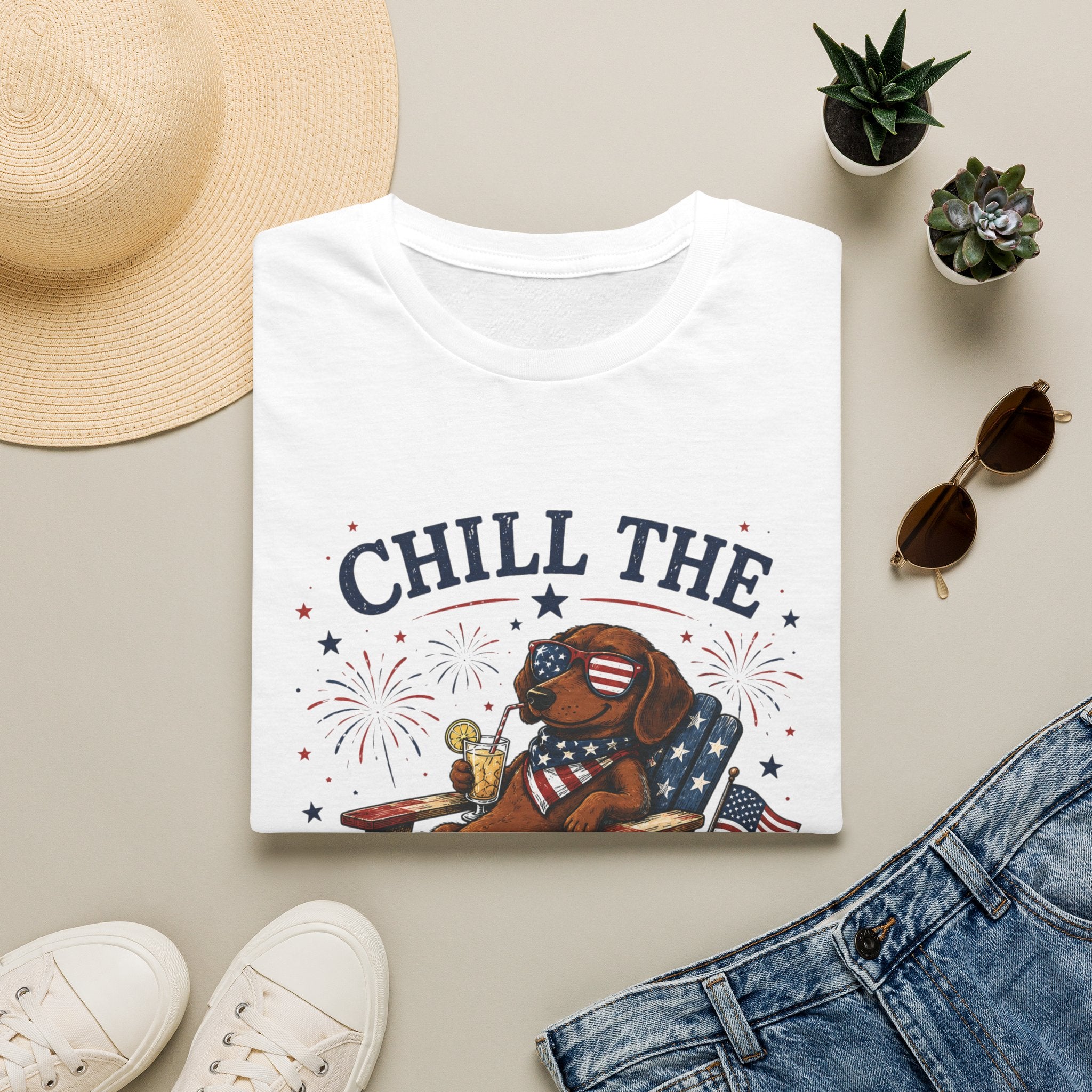 Patriotic "Chill the Fourth Out" T-Shirt — Relaxed 4th of July Dog Graphic Tee