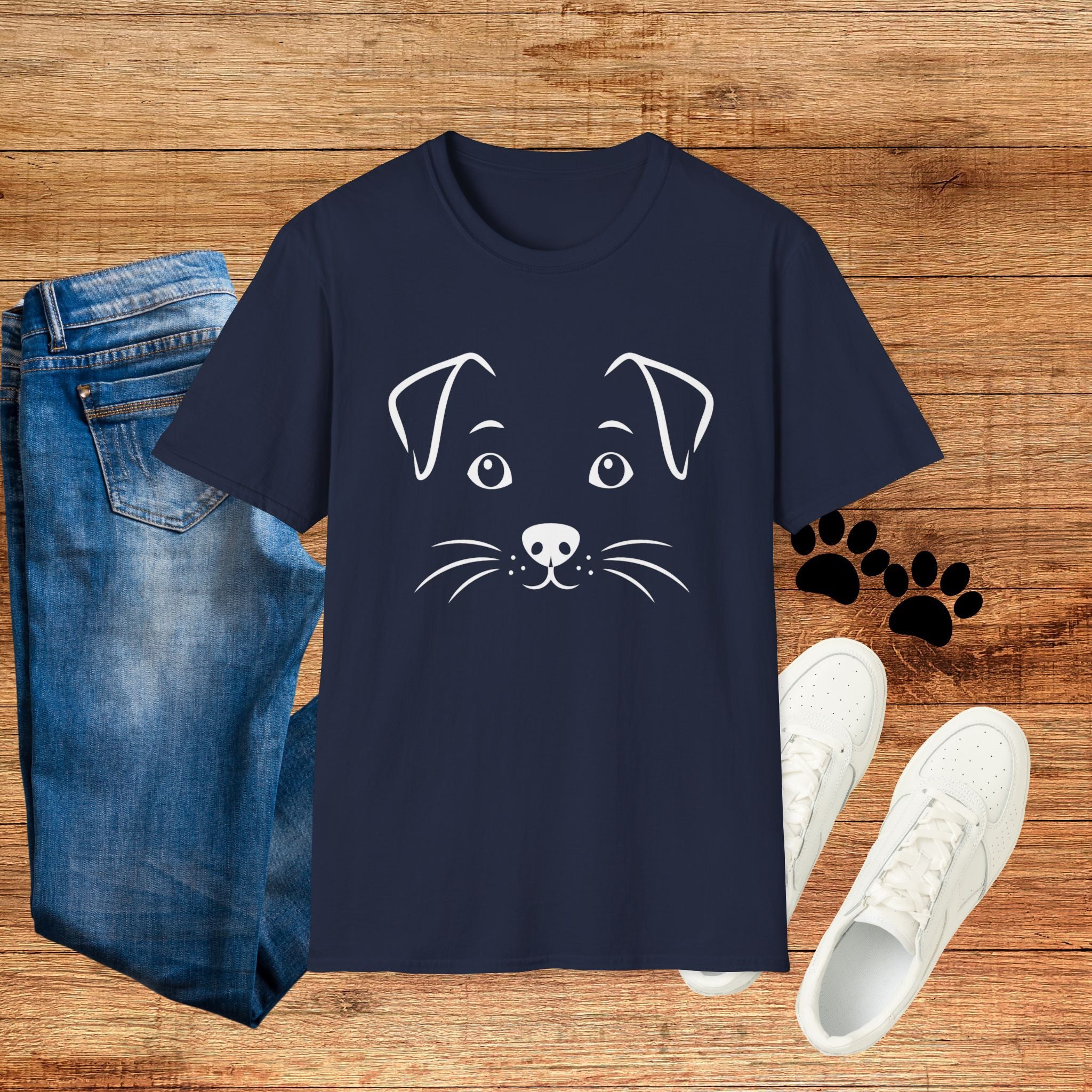 Cute Puppy Face T-Shirt — Minimal Dog Graphic Tee for Dog Lovers