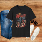 4th of July Dog T-Shirt — "Happy 4th of July" Patriotic Pet Tee