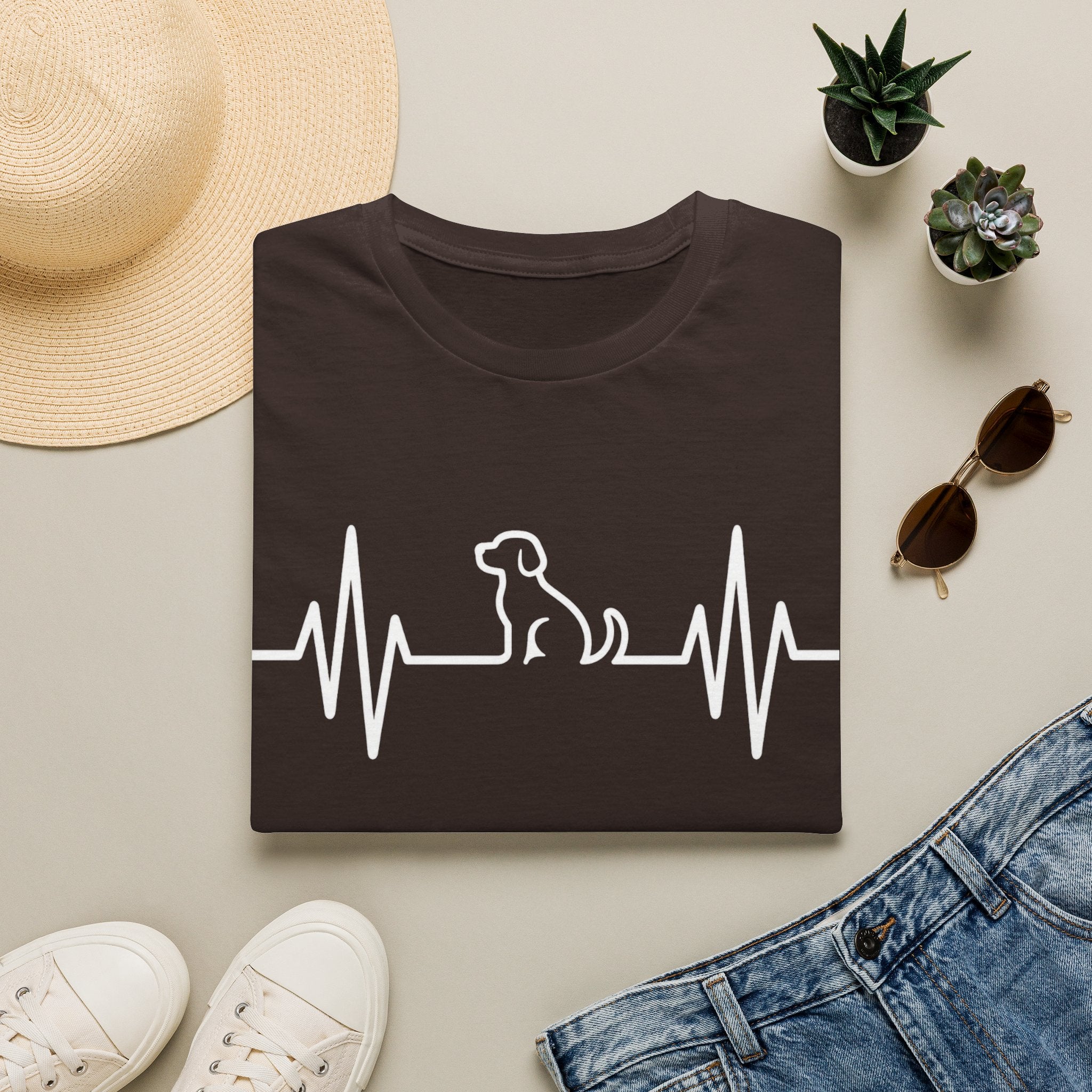 Dog Heartbeat T-Shirt — Paw Print ECG Design for Dog Lovers