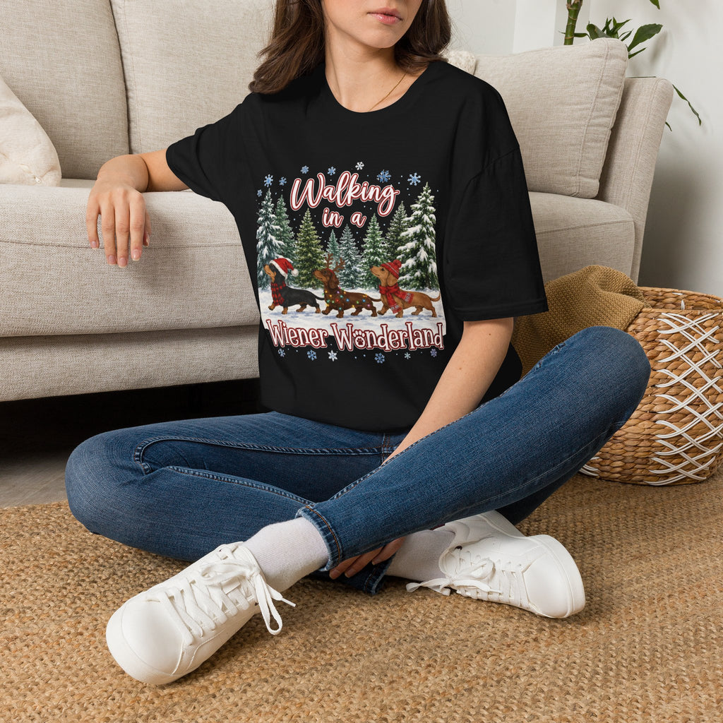 Walking in a Wiener Wonderland Forest Dogs Holiday Shirt