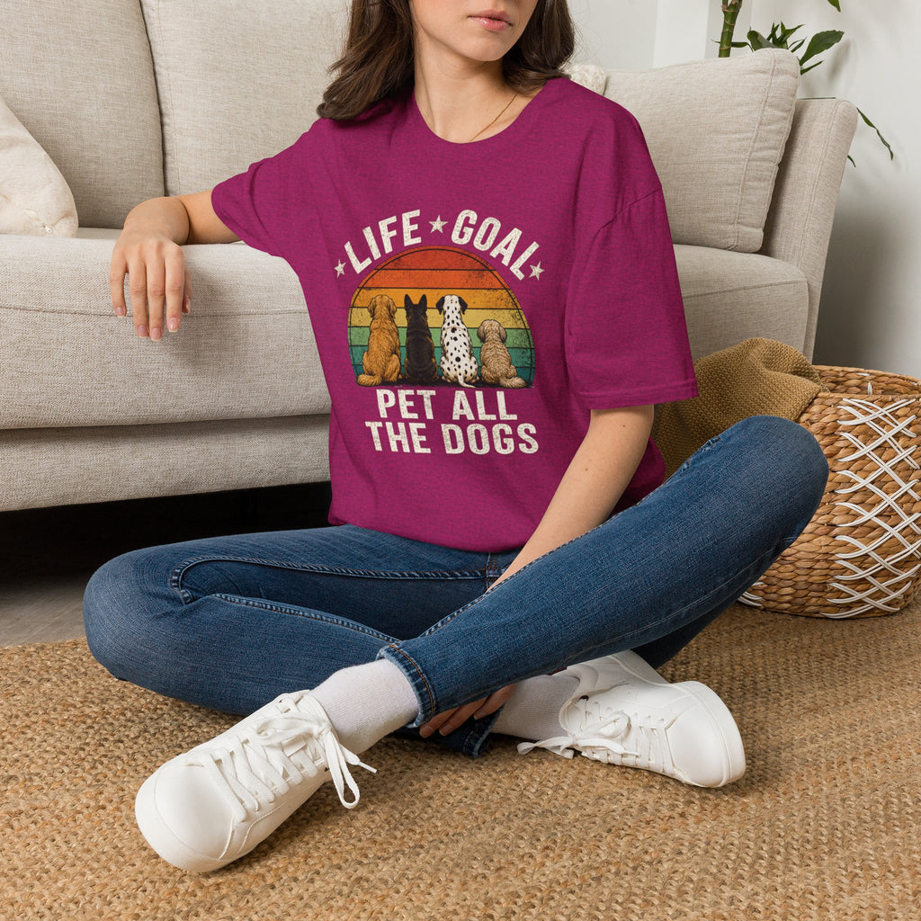 Life Goal: Pet All the Dogs Retro Rainbow Dog Lover Tee