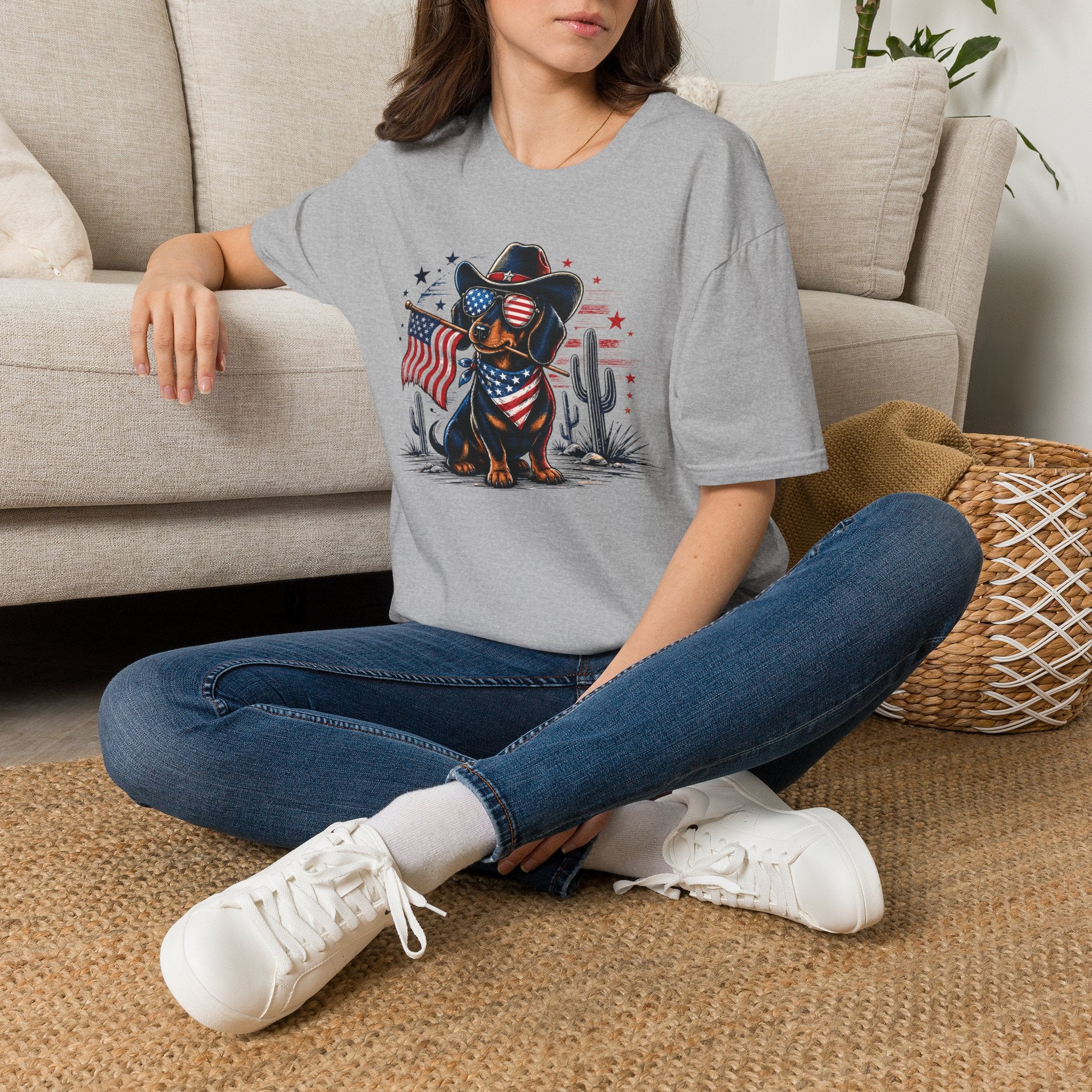 Patriotic Dachshund Tee — American Flag Cowboy Dog T-Shirt