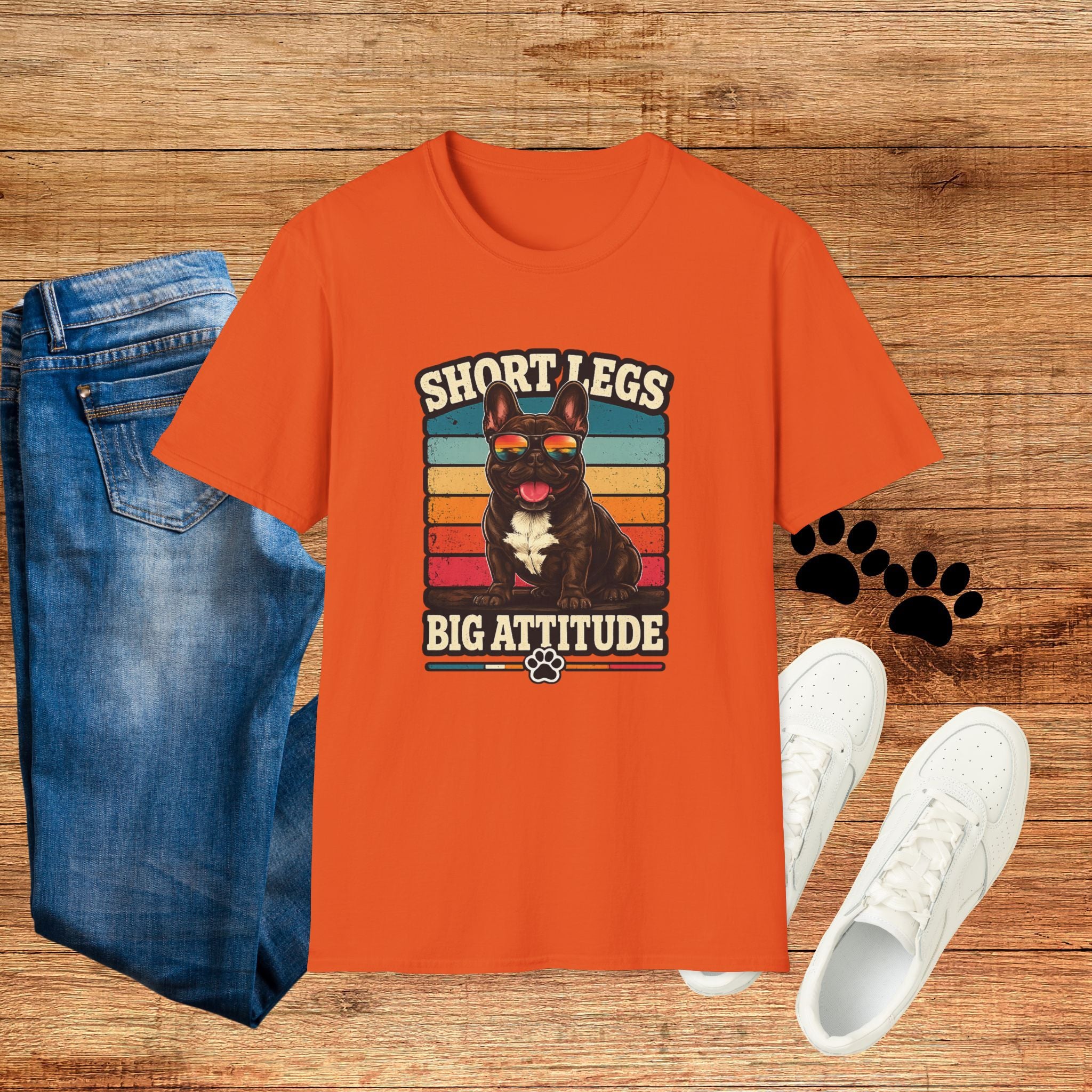 Short Legs Big Attitude T-Shirt — Retro French Bulldog Graphic Tee