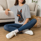 Doberman Portrait T‑Shirt — Realistic Dog Art Tee for Pet Lovers