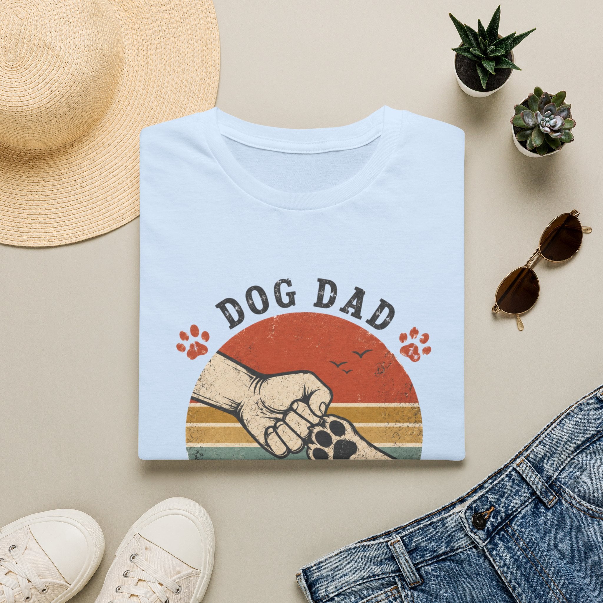 Dog Dad T-Shirt — Retro "Dog Dad" Paw Print Tee (The Man The Myth The Snack Dealer)