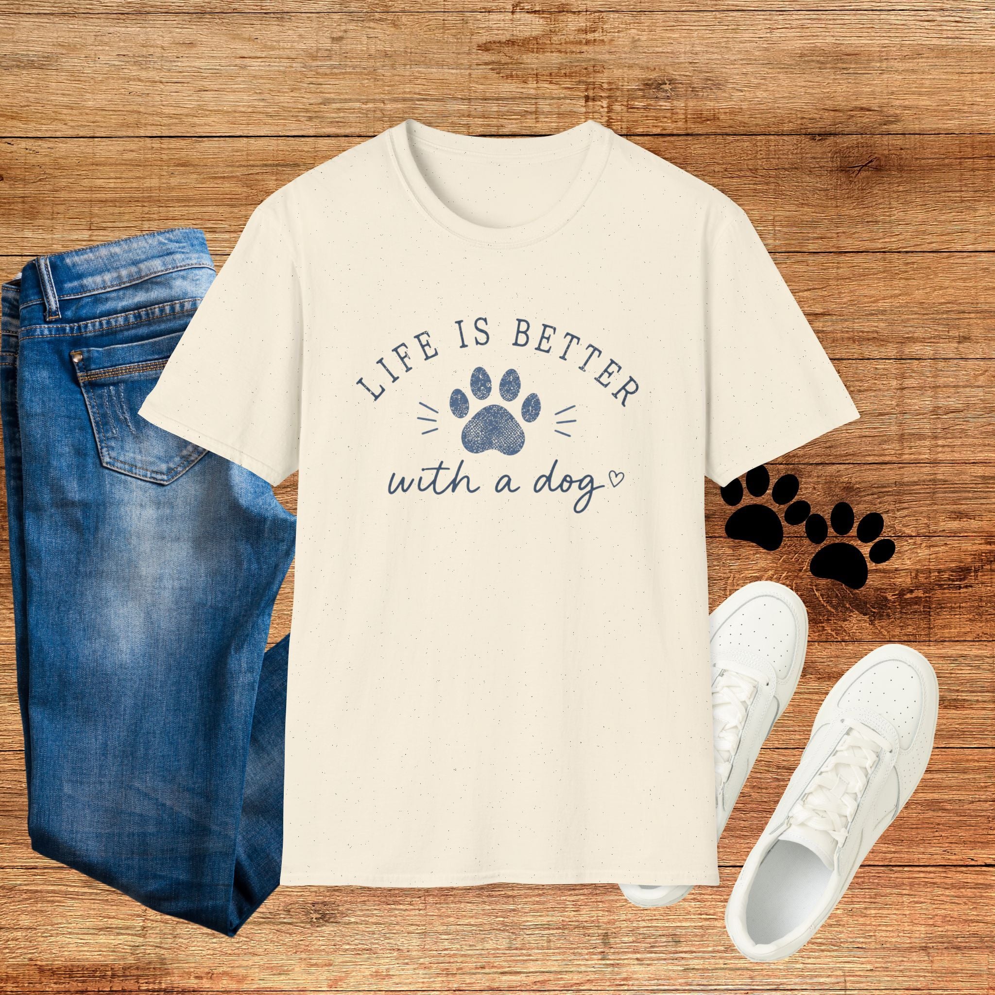 Life Is Better With a Dog T-Shirt — Paw Print Dog Lover Tee