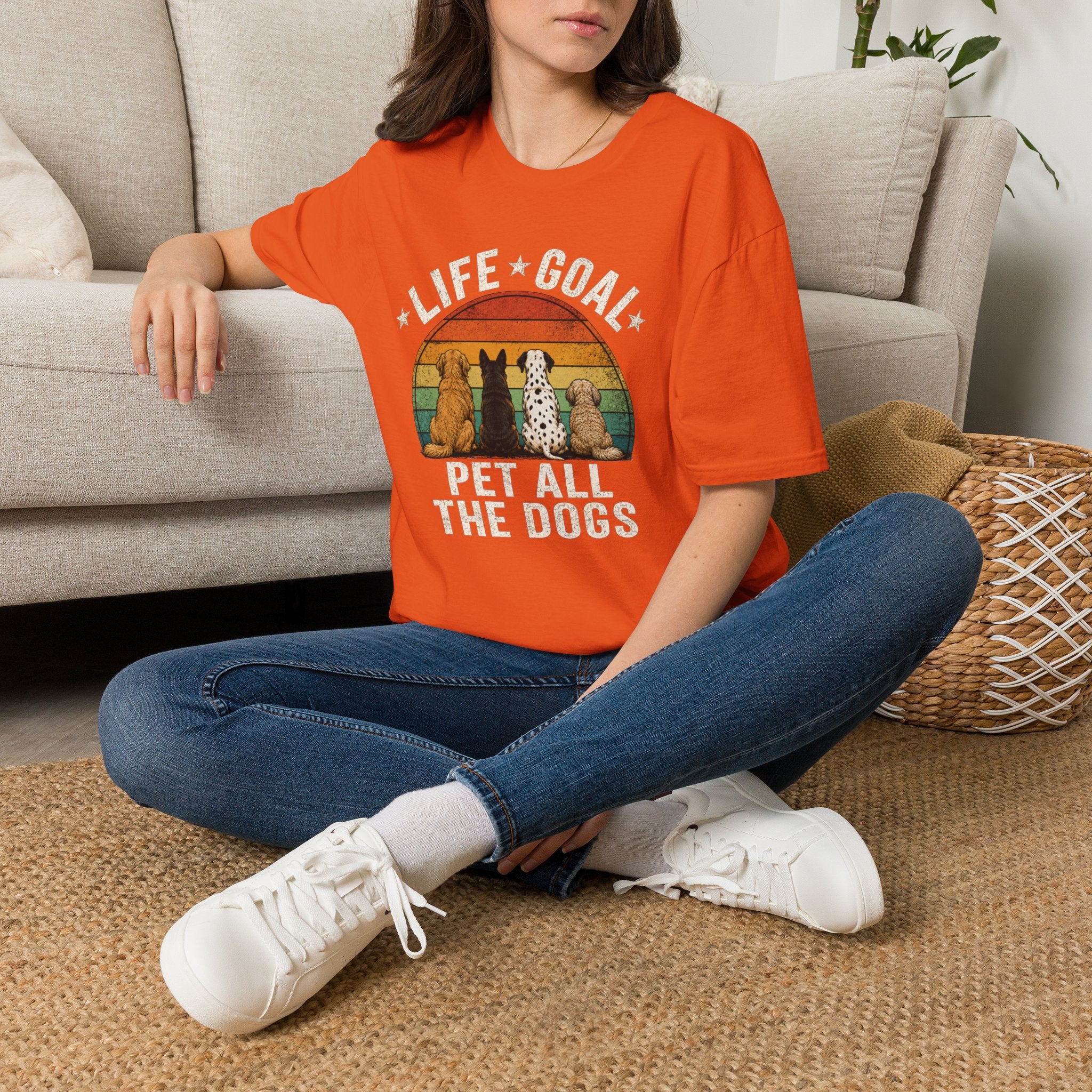 Life Goal: Pet All the Dogs Retro Rainbow Dog Lover Tee