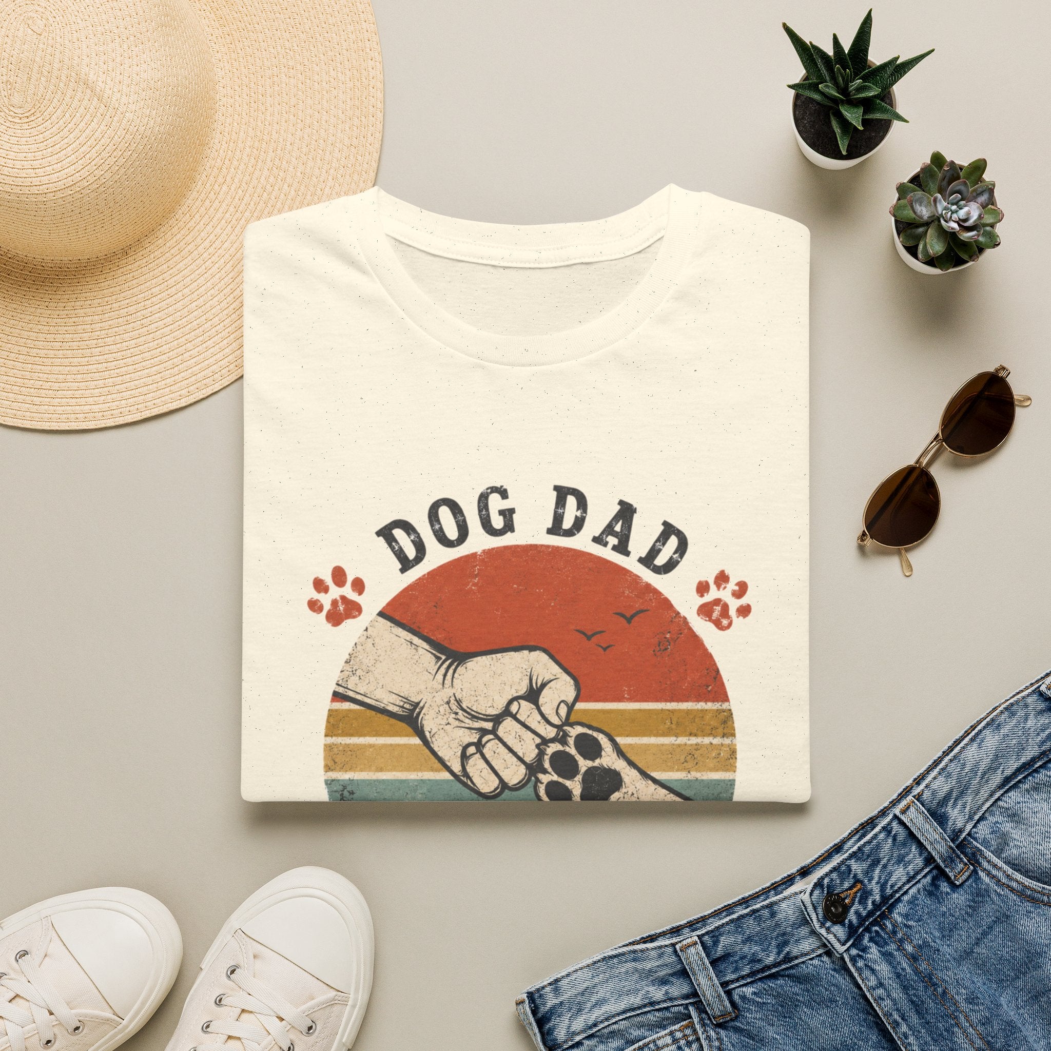 Dog Dad T-Shirt — Retro "Dog Dad" Paw Print Tee (The Man The Myth The Snack Dealer)