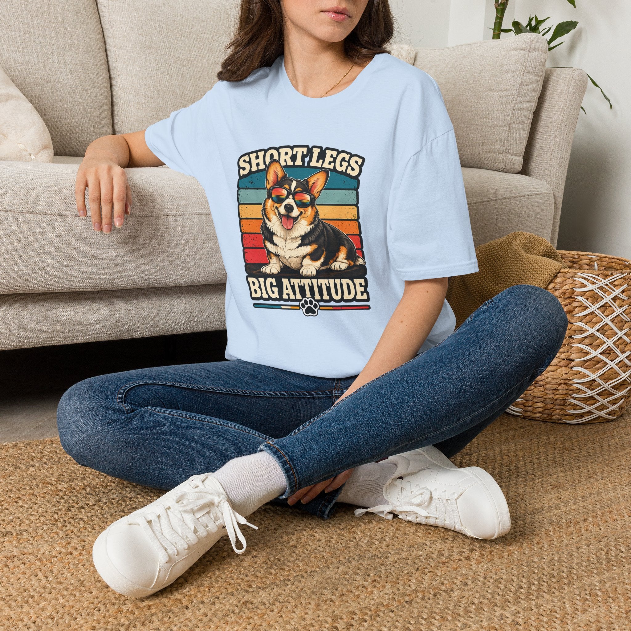 Corgi Short Legs, Big Attitude T-Shirt - Vintage Retro Dog Tee
