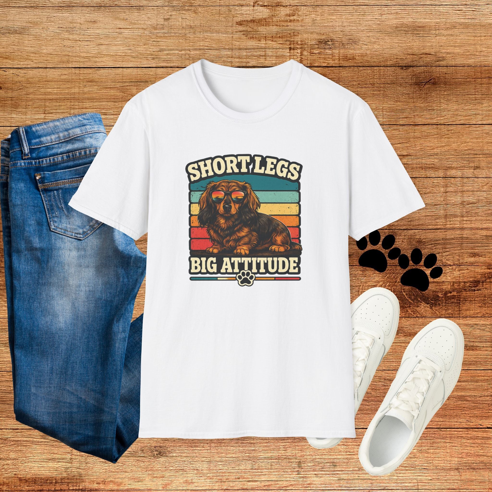 Short Legs Big Attitude T-Shirt — Retro Dachshund Dog Tee