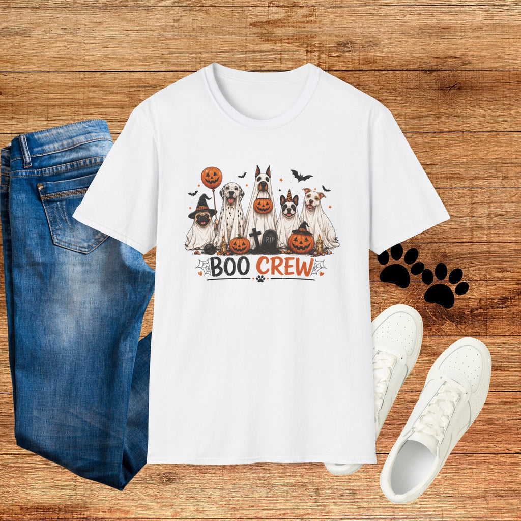 Halloween 'Boo Crew' Dog T-Shirt — Cute Puppy Ghosts & Pumpkins
