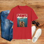 PAWS Dog Parody T-Shirt — Retro Beach Pup Graphic Tee for Dog Lovers