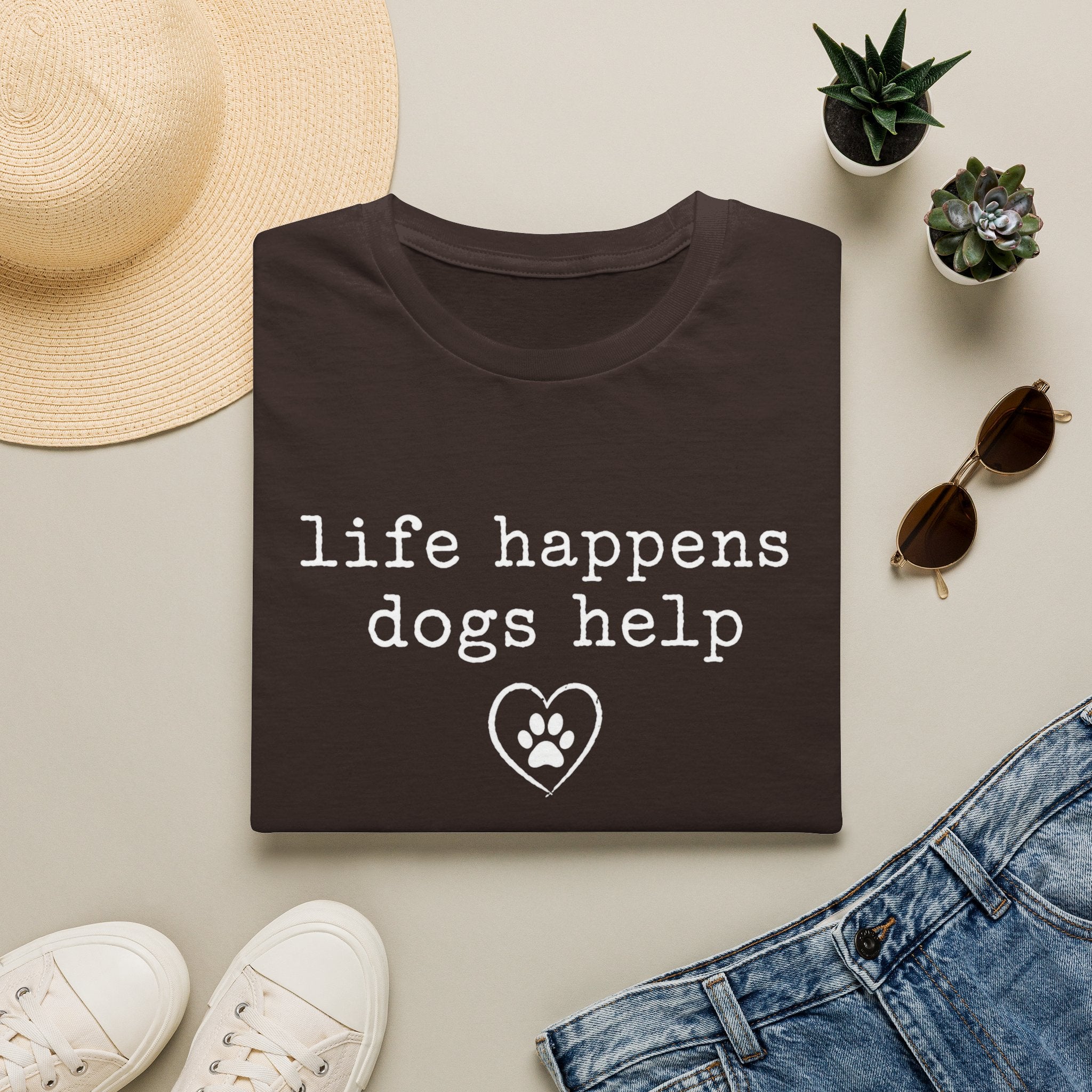 Life Happens Dogs Help Minimalist Dog Lover Tee