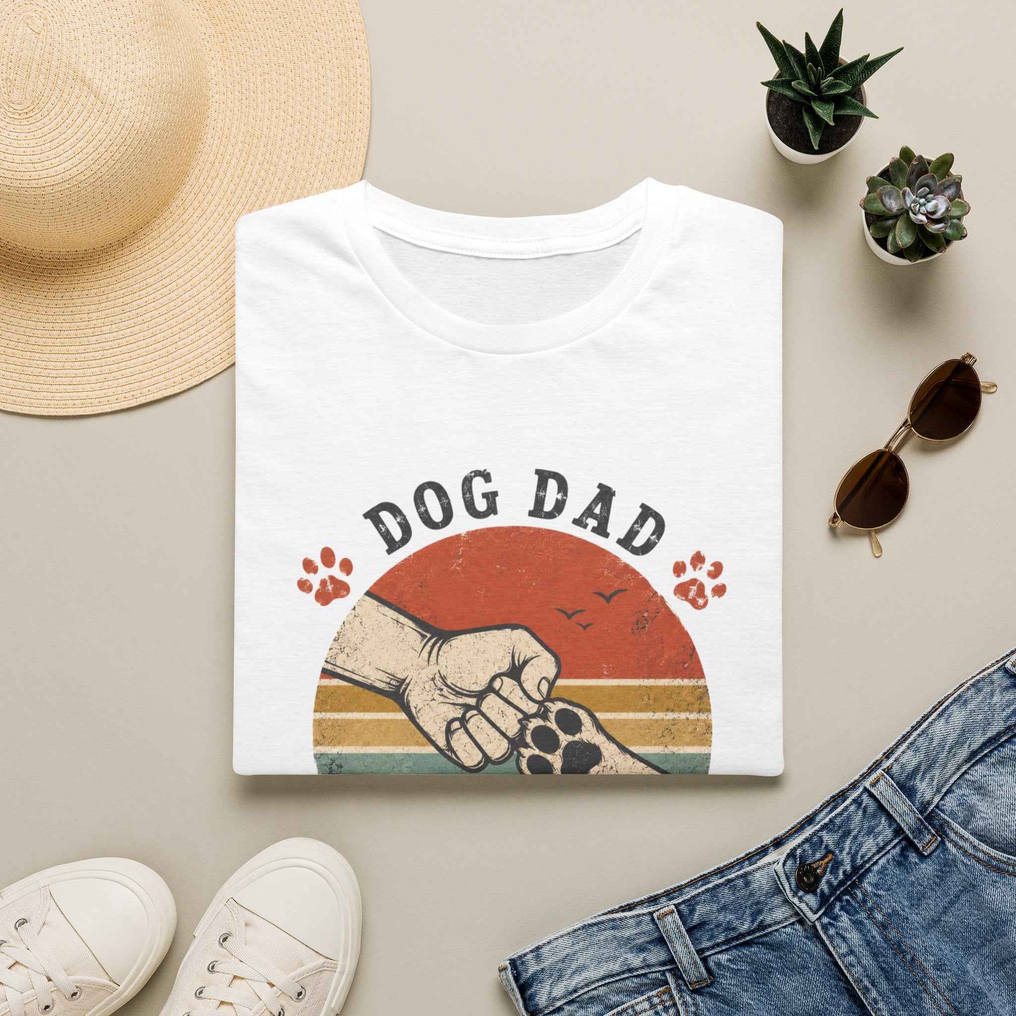 Dog Dad T-Shirt — Retro "Dog Dad" Paw Print Tee (The Man The Myth The Snack Dealer)