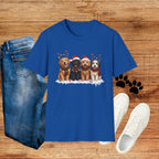 Christmas Dogs T-Shirt — Festive Puppies with Santa Hats & Reindeer Antlers