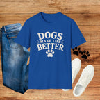 Dogs Make Life Better T-Shirt — Paw Print Dog Lover Tee
