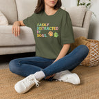Easily Distracted By Dogs T-Shirt — Cute Colorful Paw Print Tee for Dog Lovers