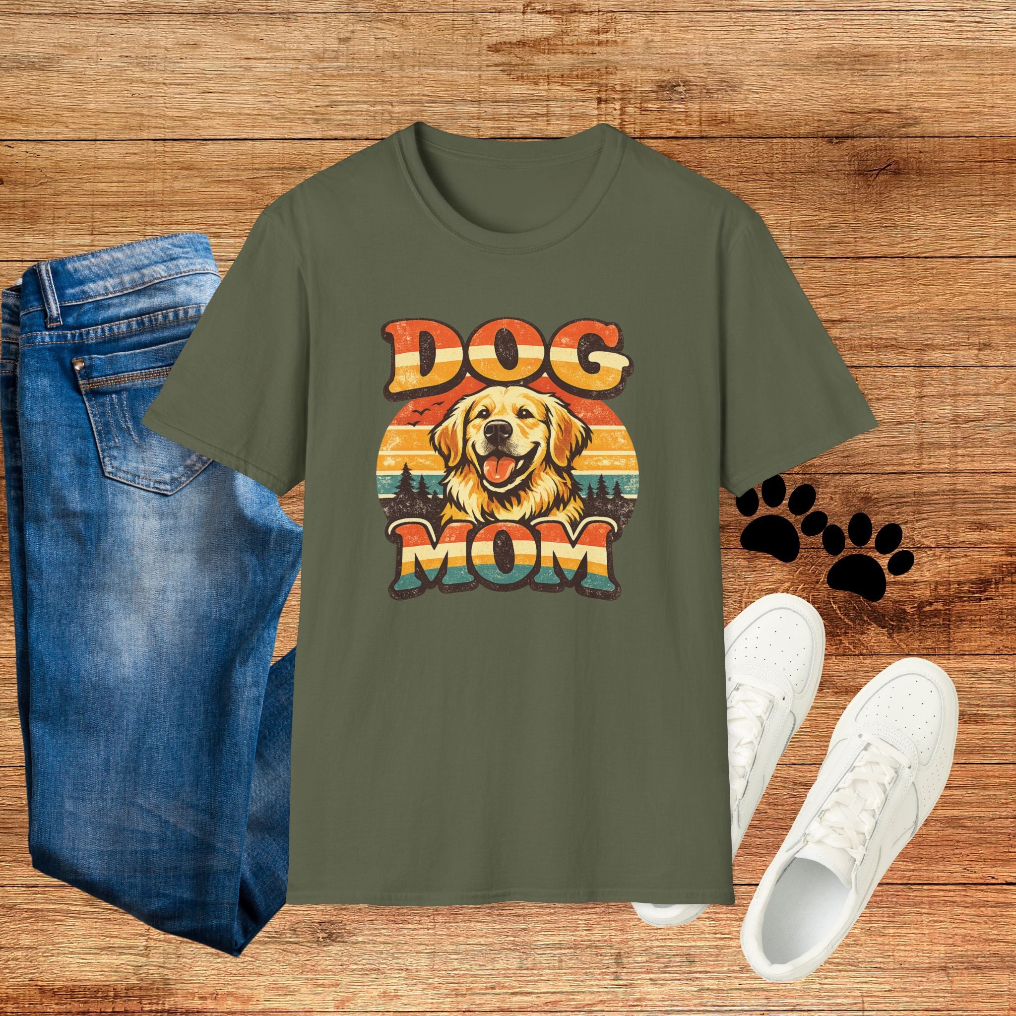 Dog Mom T-Shirt — Retro Golden Retriever Tee