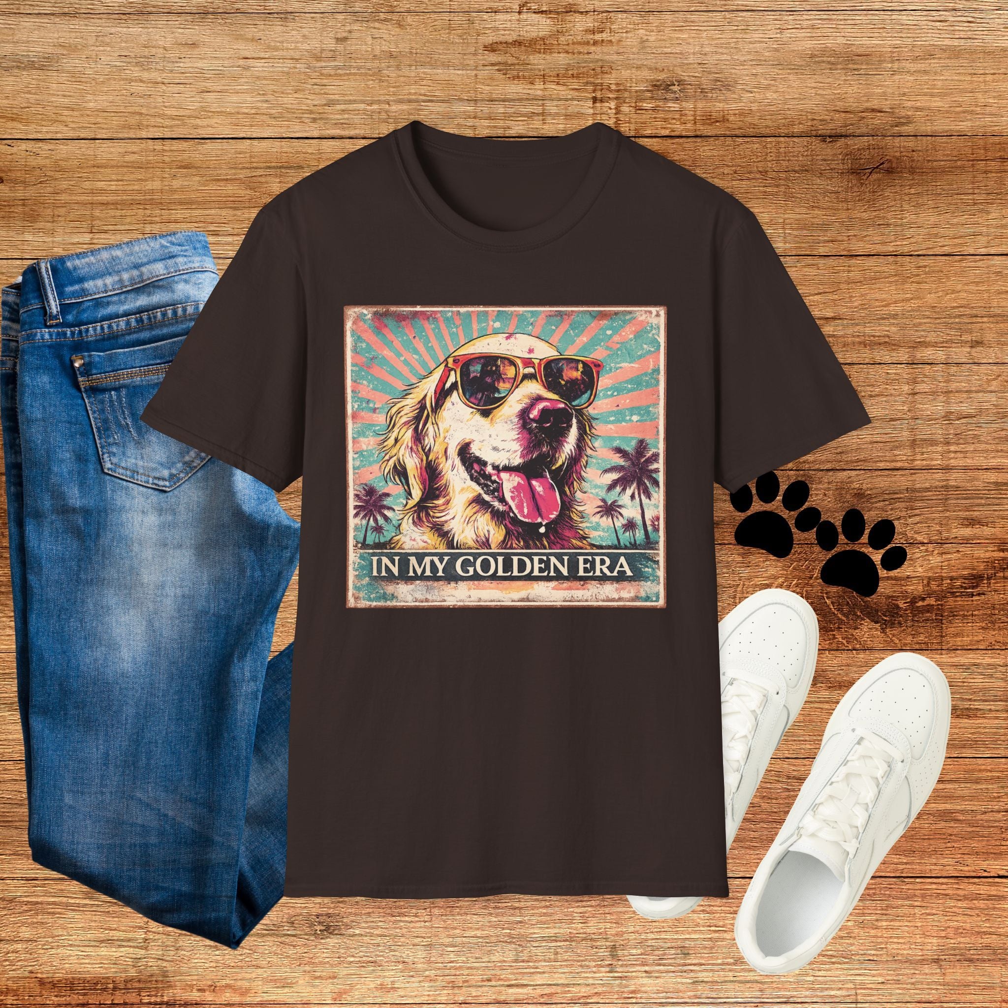 Golden Retriever Retro Tee — "In My Golden Era" Graphic T-Shirt
