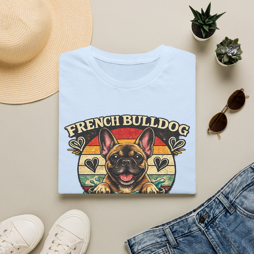 French Bulldog Dog Mom T-Shirt — Retro Sunset Frenchie Lover Tee